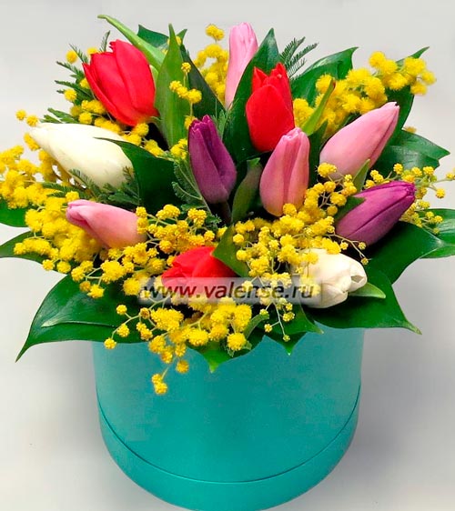 Тюльпаны с мимозой - доставка цветов Валенсе