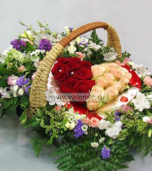 Корзина Сердце из роз