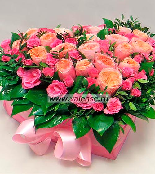 Сердце пионовидных роз - доставка цветов Валенсе вариант исполнения 1 