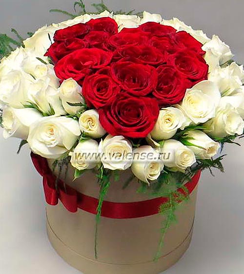 Сердце из 51 розы - доставка цветов Валенсе