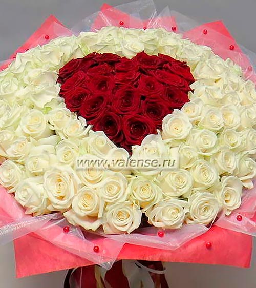 Букет 101 Роза Сердце - доставка цветов Валенсе