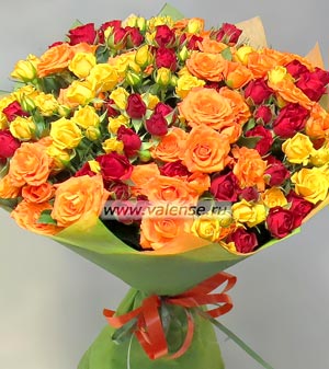 21 кустовая роза микс