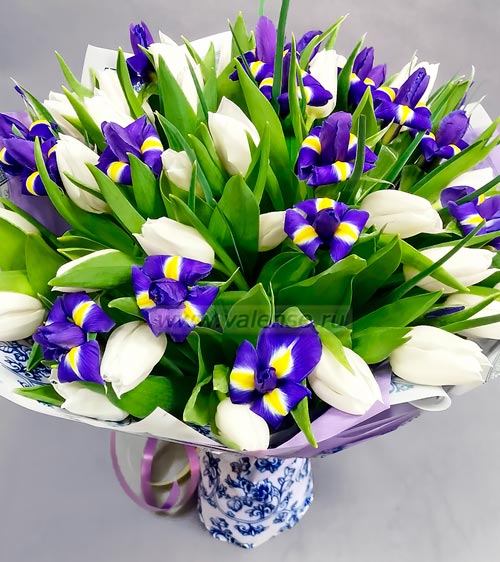 Тюльпаны с ирисами - доставка цветов Валенсе