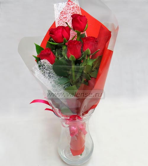 Букет 5 роз - доставка цветов Валенсе