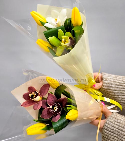Тюльпан и орхидея - доставка цветов Валенсе вариант исполнения 1 
